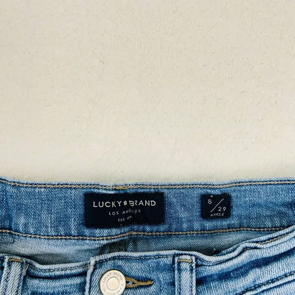 Lucky Brand Straight Ankle Crop Jeans 8/29 Mid Rise Dark Wash Denim - Picture 10 of 16